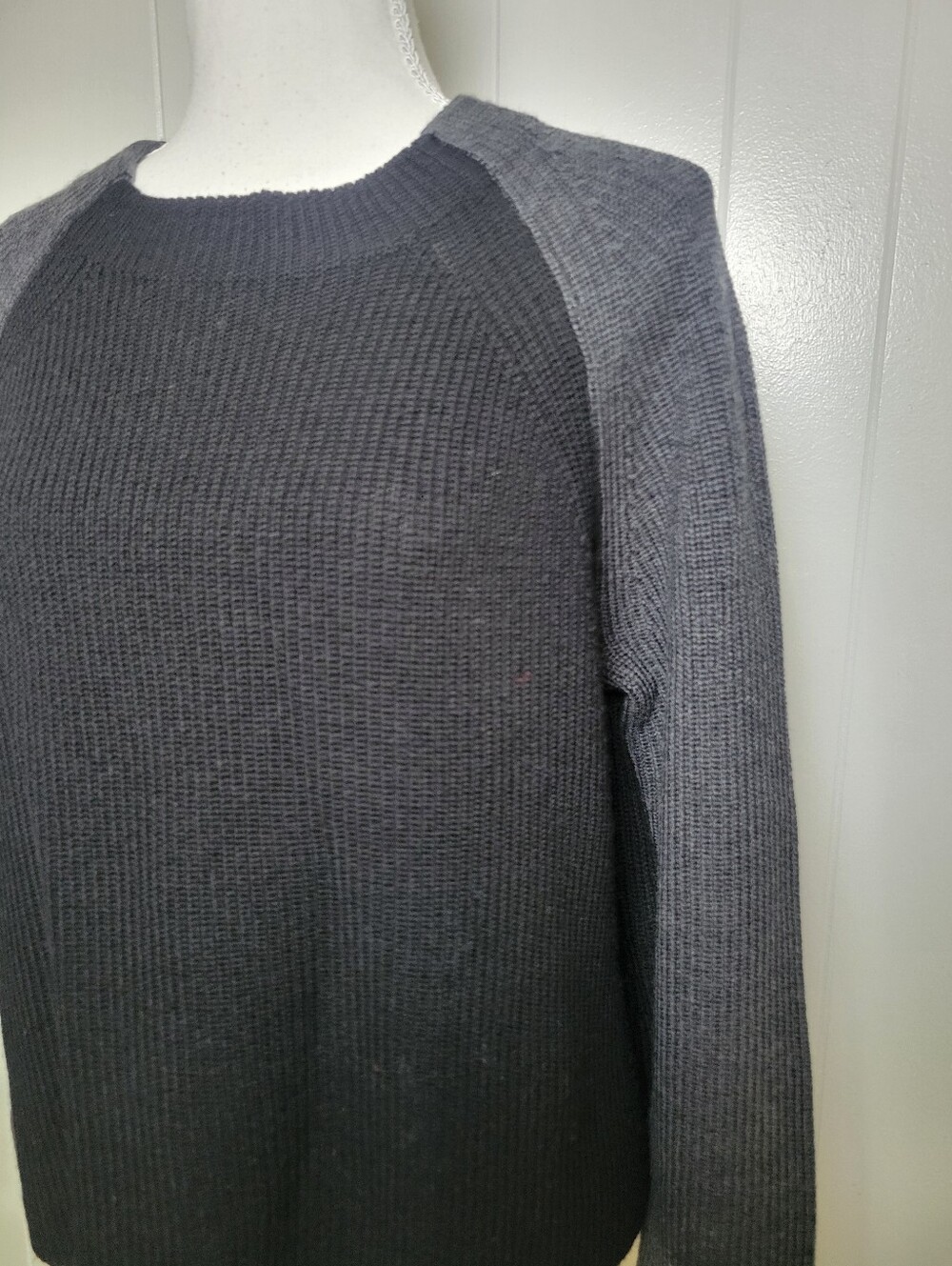 Eileen Fisher Color Block Pullover Sweater Extra Fine Merino Wool Black & Gray M - Picture 4 of 10
